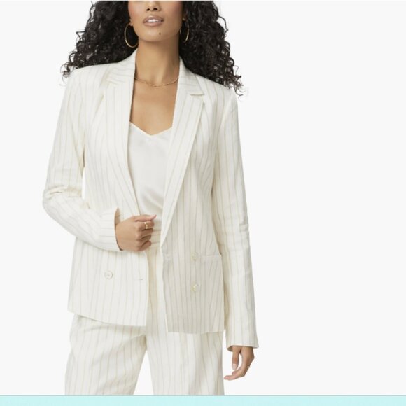Rosette Stripe Double Breasted Linen Blend Blazer PAIGE - NEW